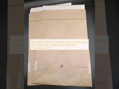 Self-Adhesive Brown Kraft Paper Square-Bottom Bags Eco-Friendly Recyclable Packaging for Gifts Documents Crafts