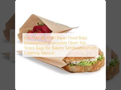 Eco Friendly Kraft Paper Food Bags Greaseproof Disposable Open Top Snack Bags for Bakery Sandwiches Fruits Catering Takeout